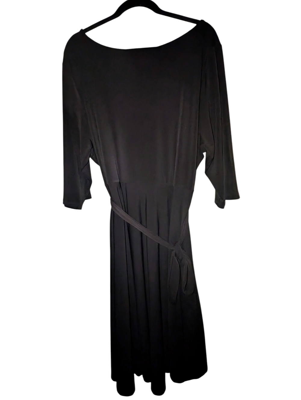 Leota Black Matte Jersey Scoop Back Midi Dress Plus Size 3L NWOT